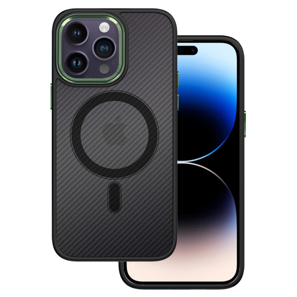 Husa Carbon Magnetica TelProtect pentru Iphone 15 Negru -Verde - 3 | YEO